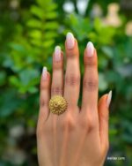 Antique Gold-Plated Floral Statement Ring – Sailaa - Image 3