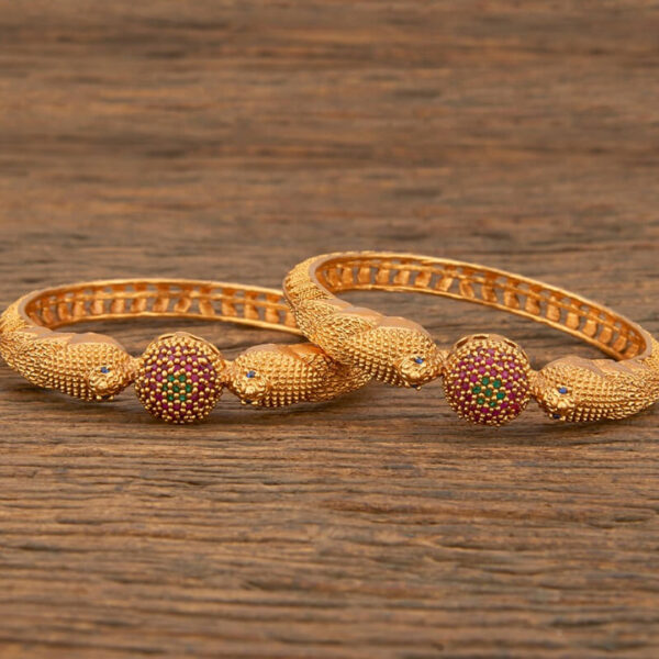Antique Peacock Bangles With Matte Gold Plating