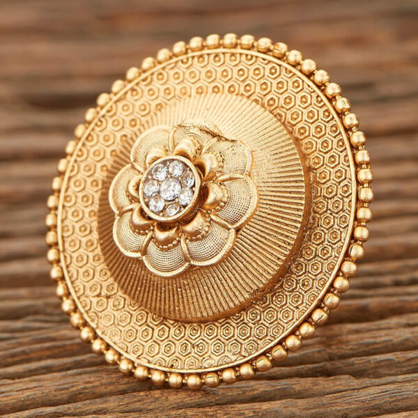 Sailaa’s  Antique Adjustable Ring With Matte Gold Plating