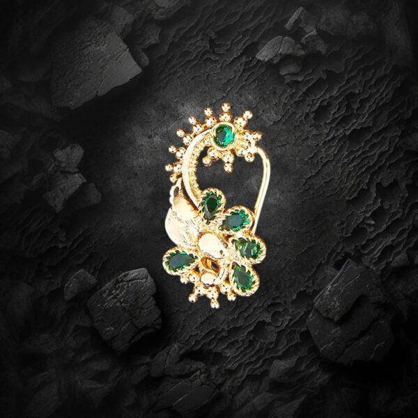 Antique Peacock Nose Pin  With Matte Gold Plating