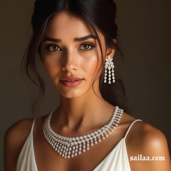 Elegant American Diamond Necklace Set for Women | Bridal & Party Wear Jewellery