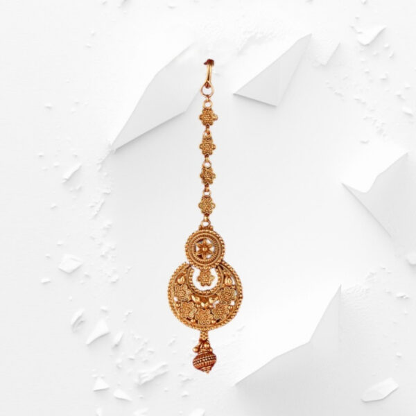 Antique Plain Matte Gold Tikka With Matte Gold Plating
