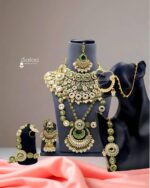 Sailaa Exclusive Kundan Heavy Bridal Jewellery Set | Necklace, Rani Haar, Earrings, Matha Patti, Nose Ring & Hand Pieces
