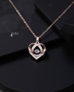 Sailaa Elegant Heart-Shaped Pendant Necklace | Rose Gold Plated with Sparkling Stones.