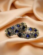 Victorian Blue Stone Bangle – Antique Gold Finish | Designer Bridal & Party Wear Jewellery by Sailaa
