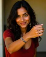 Victorian Blue Stone Bangle – Antique Gold Finish | Designer Bridal & Party Wear Jewellery by Sailaa - Image 2
