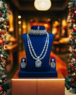 Saaila Premium AD Bridal Jewellery Set – Choker, Two Layer Short Necklace, Earrings & Tikka – Sparkling Wedding Collection - Image 2