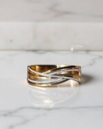 Tarnish-Resistant Gold-Plated Cuff Bracelet with Diamond Inlay | Sailaa - Image 2