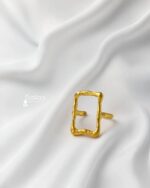 Sailaa Minimalist Tarnish-Free Gold-Plated Geometric Open Rectangle Ring - Image 2