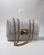 White Quilted Chain Handbag - Luxury Crossbody