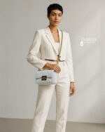 White Quilted Chain Handbag - Luxury Crossbody - Image 2