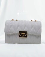White Quilted Chain Handbag - Luxury Crossbody - Image 3