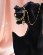Sailaa Exclusive Kundan Heavy Bridal Jewellery Set | Necklace, Rani Haar, Earrings, Matha Patti, Nose Ring & Hand Pieces - Image 4