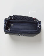 Luxury Black Embossed Leather Handbag with Silver Logo - Image 4