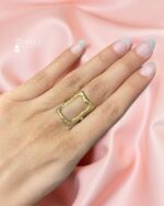 Sailaa Minimalist Tarnish-Free Gold-Plated Geometric Open Rectangle Ring - Image 4