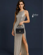 Braided-Handle Black Pebbled Leather Handbag - Image 2