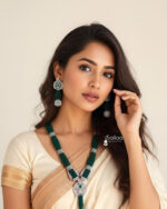 Premium Green Hydro Crystal Necklace & Earrings Set - Image 4
