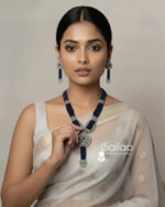 Exquisite Blue Beaded Necklace & Earrings Set - Image 5