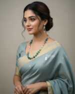 Elegant Blue & White Beaded Mala Set with Golden Accents - Image 2