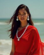 Elegant Long AD Necklace Set for Women – Sparkling Flower Design – Perfect for Weddings & Parties | Sailaa