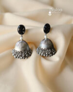 Sailaa Oxidised Silver Dome Jhumka with Stud Earrings  – Traditional Ethnic Jewellery for Women