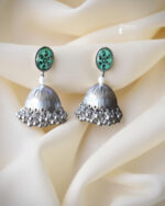 Sailaa Oxidised Silver Dome Jhumka with Stud Earrings  – Traditional Ethnic Jewellery for Women - Image 3