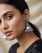 Sailaa Oxidised Silver Dome Jhumka with Stud Earrings  – Traditional Ethnic Jewellery for Women - Image 4