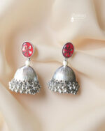Sailaa Oxidised Silver Dome Jhumka with Stud Earrings  – Traditional Ethnic Jewellery for Women - Image 5