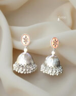 Sailaa Oxidised Silver Dome Jhumka with Stud Earrings  – Traditional Ethnic Jewellery for Women - Image 7