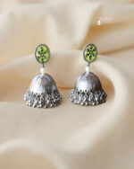 Sailaa Oxidised Silver Dome Jhumka with Stud Earrings  – Traditional Ethnic Jewellery for Women - Image 9